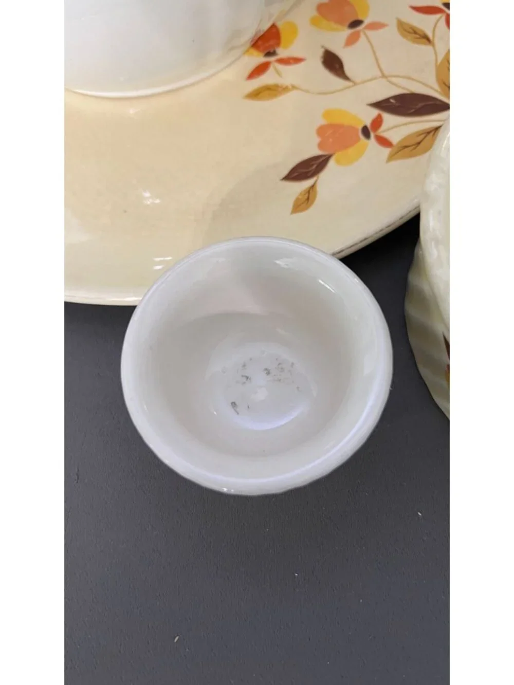 Vintage Hall Autumn Leaf Ceramic Dish Set Creamer & Bowl Set